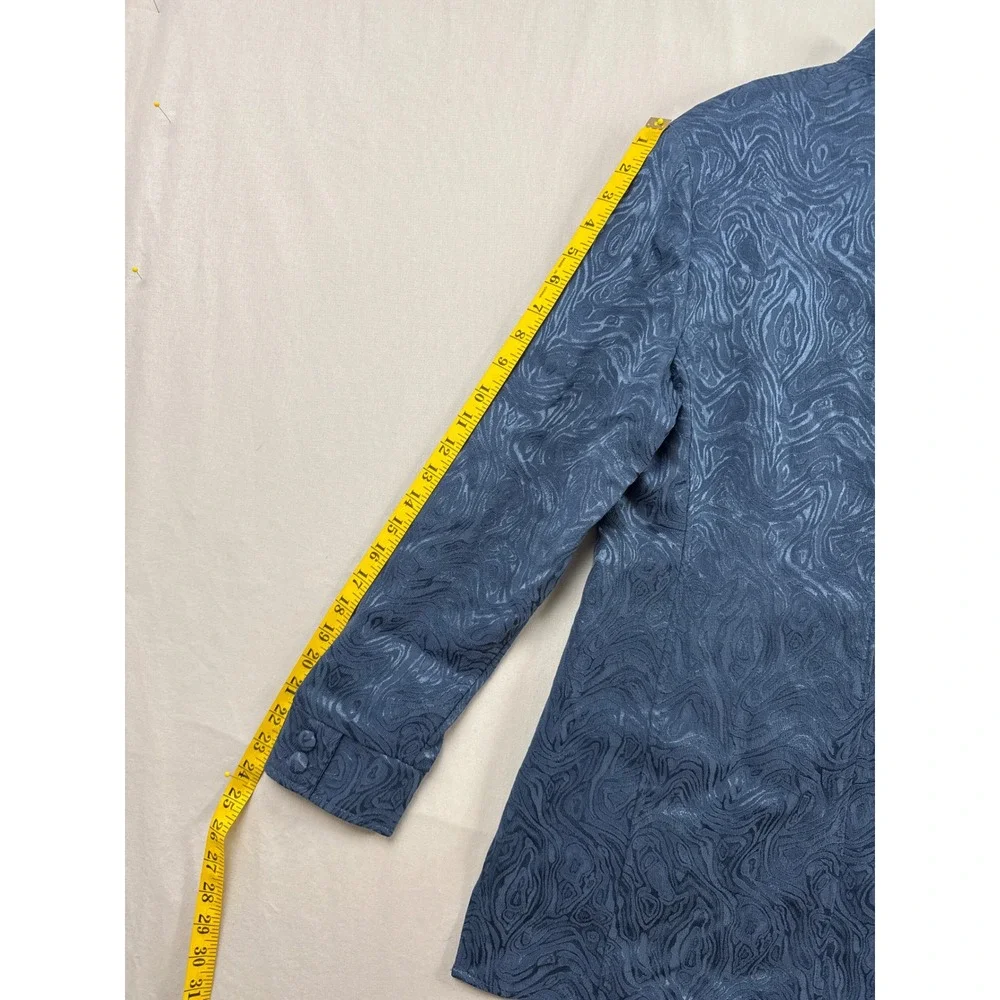 Coldwater Creek Pant Suit Women S Blue Jacquard Jacket Pleated Trousers Set